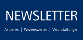 Newsletterschriftzug auf blauem Hintergrund